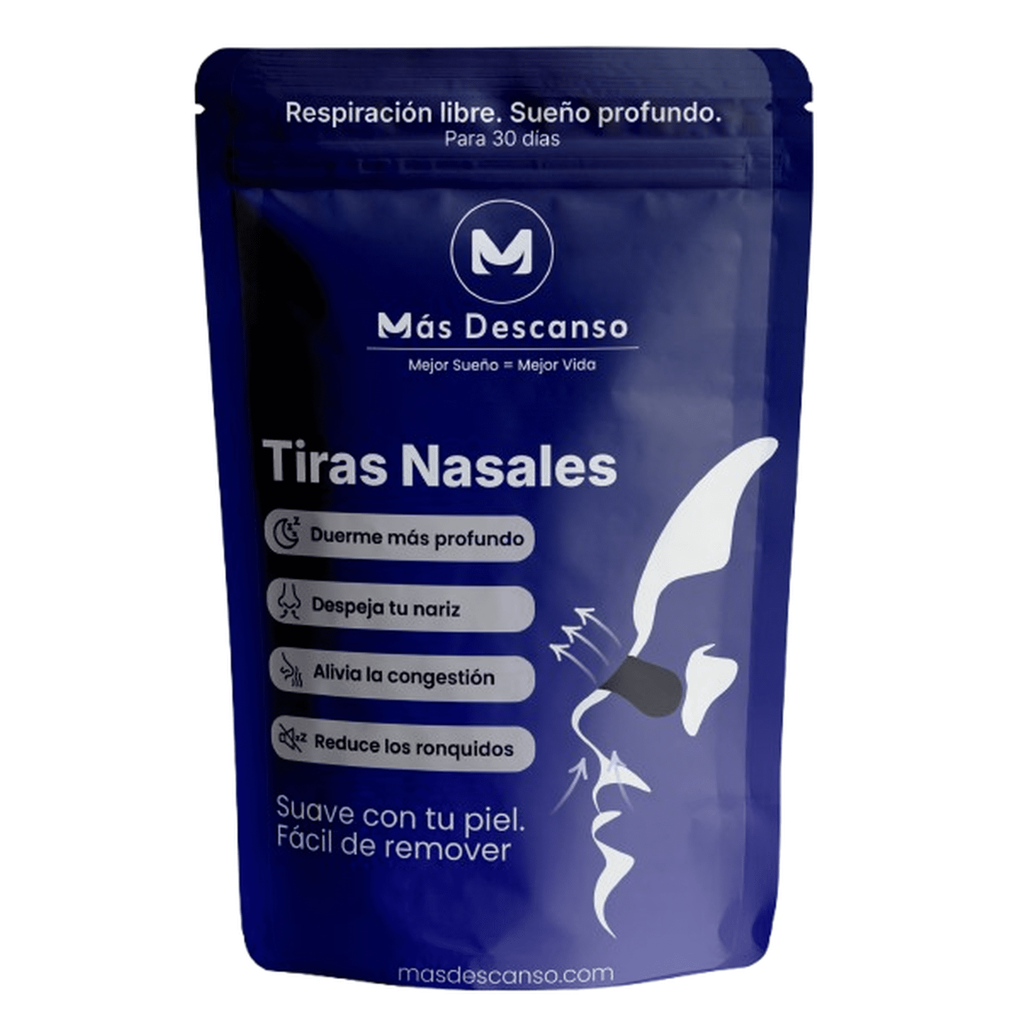Más Descanso - Tiras Nasales (30 Un.) Blue