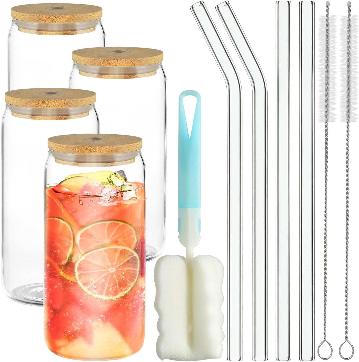 Xinqihang - Paquete De 4 Vasos De Vidrio Para Cerveza De 16