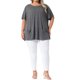 thumbnail image 2 of Agnes Orinda Blusa de Verano Sólida con Bolsillos de Manga Corta y Cuello Redondo para Mujer de Talla Grande, Talla 1X, Gris, 2 of 6