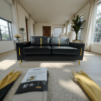 Muebles New - Sofa Paris Dos Cuerpos Negro Ecocuero