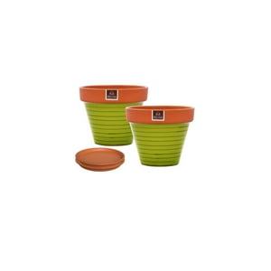 Mestiza - Set De 2 Maceta Kony 15Cm Terra Verde Y Sus Platos