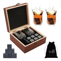 Genérica - Whiskey Stones De Granito - Set Con Vasos Y Caja Elegante