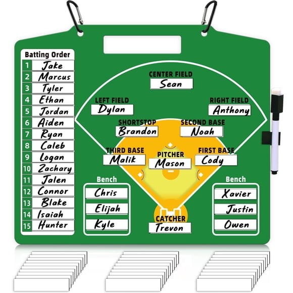 Pizarra magnética borrable en seco para alineación de béisbol NDQC, verde