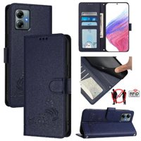 Funda Tipo Cartera Foxdock Para Motorola Moto G Play 2025 Con Soporte, Ranuras, Rfid, Diseño De Gato