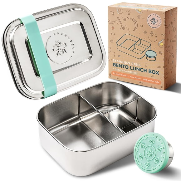 Bento Box Green De Acero Inoxidable De 800 Ml Con Recipiente