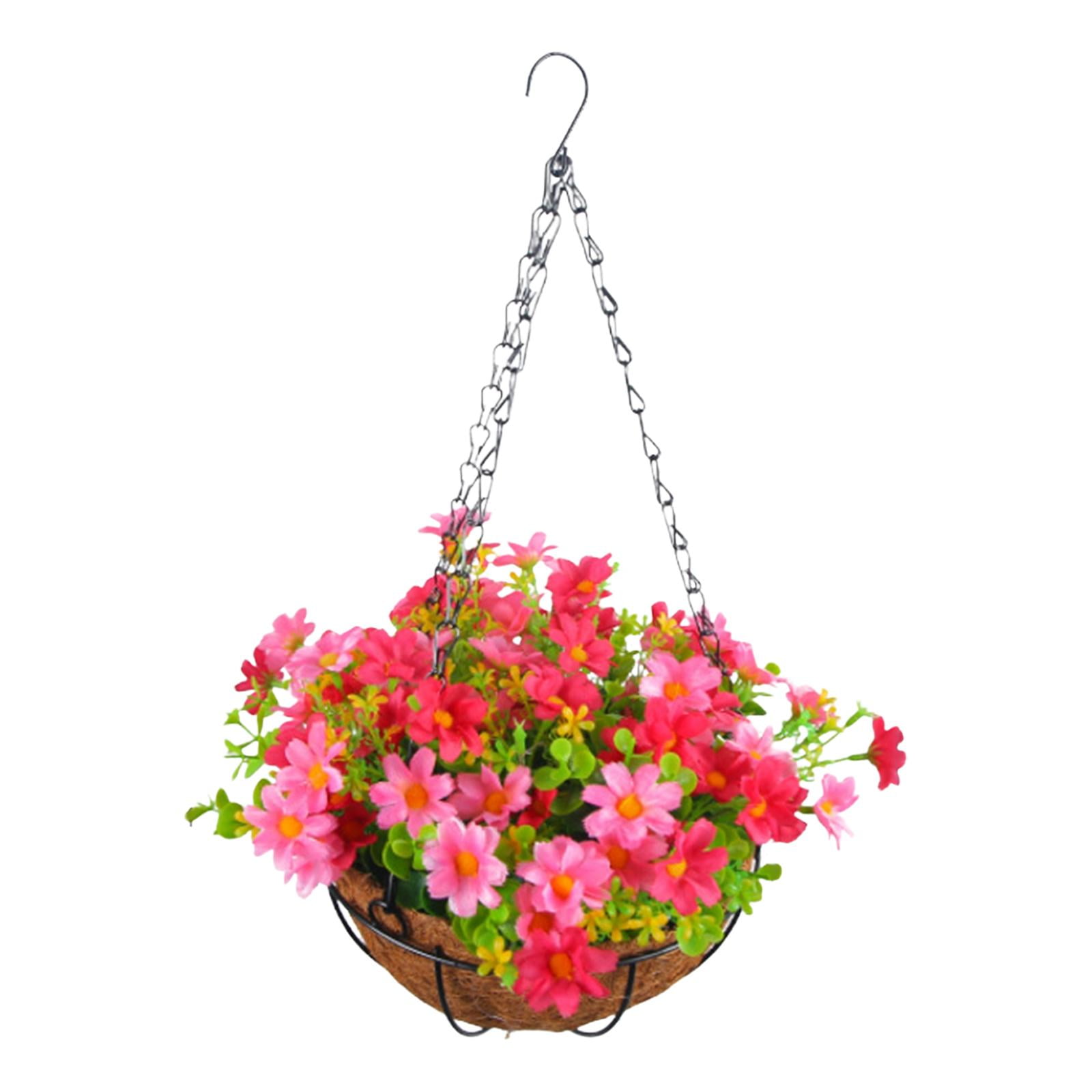 Bothyi - Cesta De Flores Artificiales Colgantes Decoración Planta Colgante Para Césped Balcón Patio Rosa