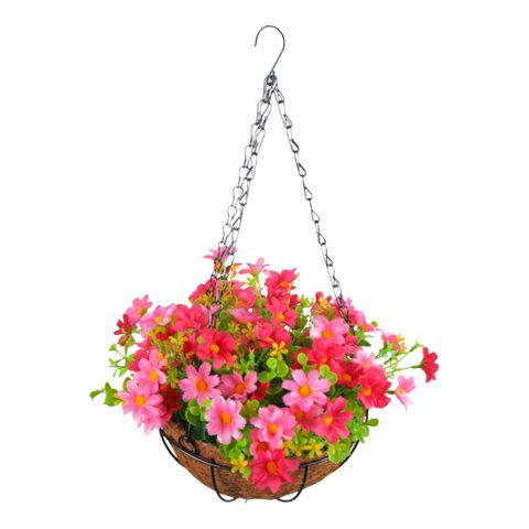 Bothyi - Cesta De Flores Artificiales Colgantes Decoración Planta Colgante Para Césped Balcón Patio Rosa