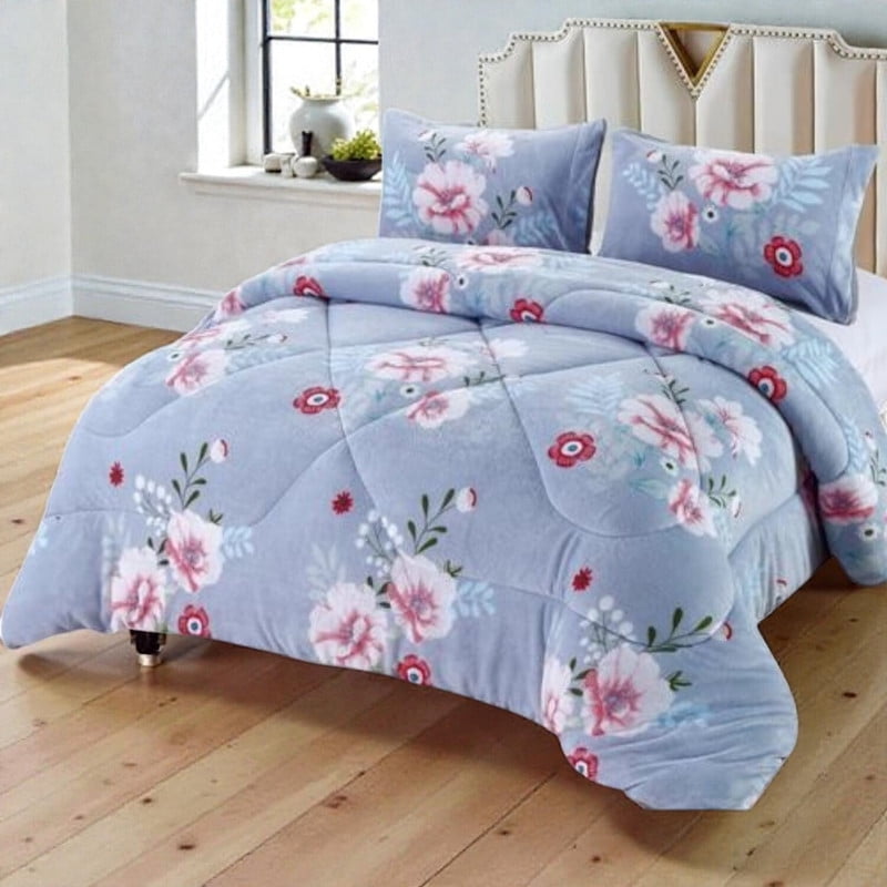 Genérico - Plumon De Invierno Plush Liso Con Chiporro De 2 Plazas + 2 Fundas Para Almohada Cipi2p-52