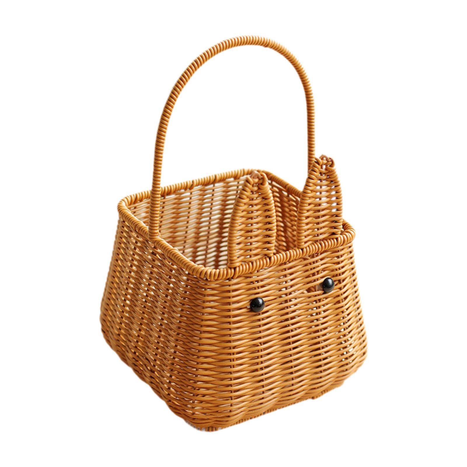 Magideal - Almacenamiento De Almacenamiento Hecho A Mano Cesta De Almacenamiento Hecha A Mano Servicio De Alimentos Tazón Rústico Forma De Canasta De Frutas Ratc