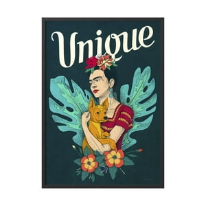 Creango - Cuadro Poster Enmarcado Frida Kahlo Mujer Unica Decorativo