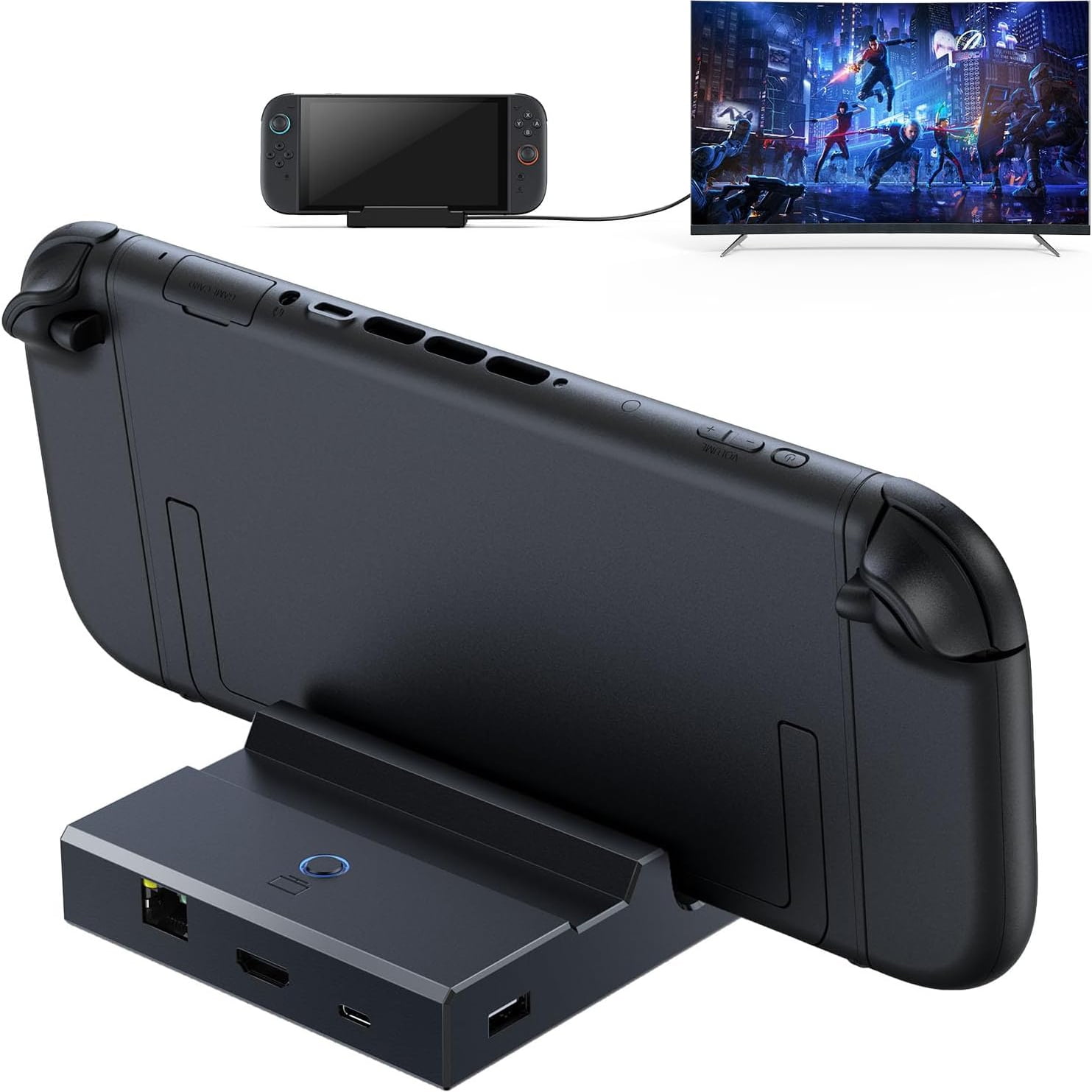 Genérico - Dock Para Tv 4k/60hz Compatible Con Switch 2 Con Adaptador Hdmi 2.0, Ethernet Lan 1000mbps, Puerto Usb Tipo-c Pd 3.0