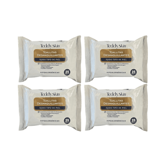 Pack 4 Toallitas humedas Desmaquillantes Teddy 100 unid