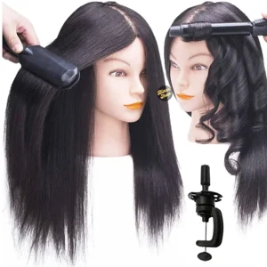 Linastore - Cabeza De Peluqueria Tecnica Pelo 100% Natural Con Soporte