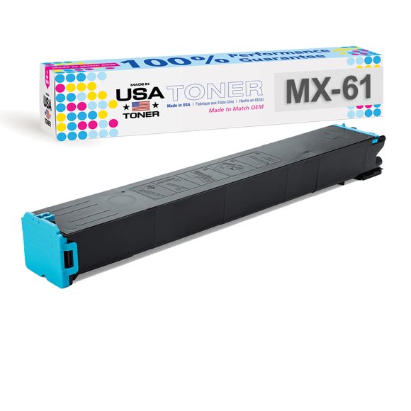 Tóner de reemplazo compatible MADE IN USA TONER para Sharp MX-61NT, MX3050, MX3070, MX5070, MX2651, MX3051, MX3061, MX3071, MX3551, MX3561, MX3571, MX4051, MX4061 (cian, 1 cartucho)