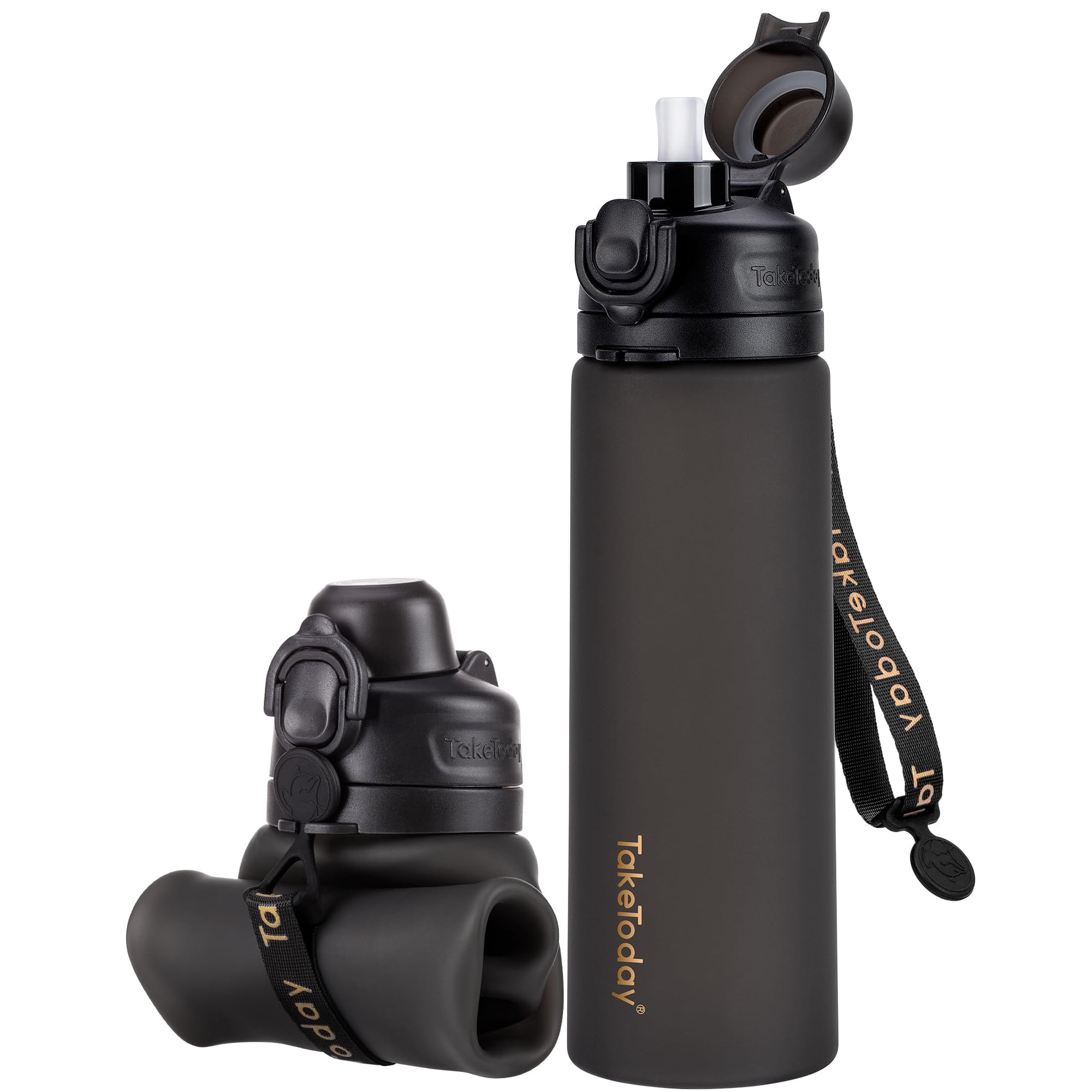 Botella De Agua Taketoday Plegable De 600 Ml Con Correa De Pajita