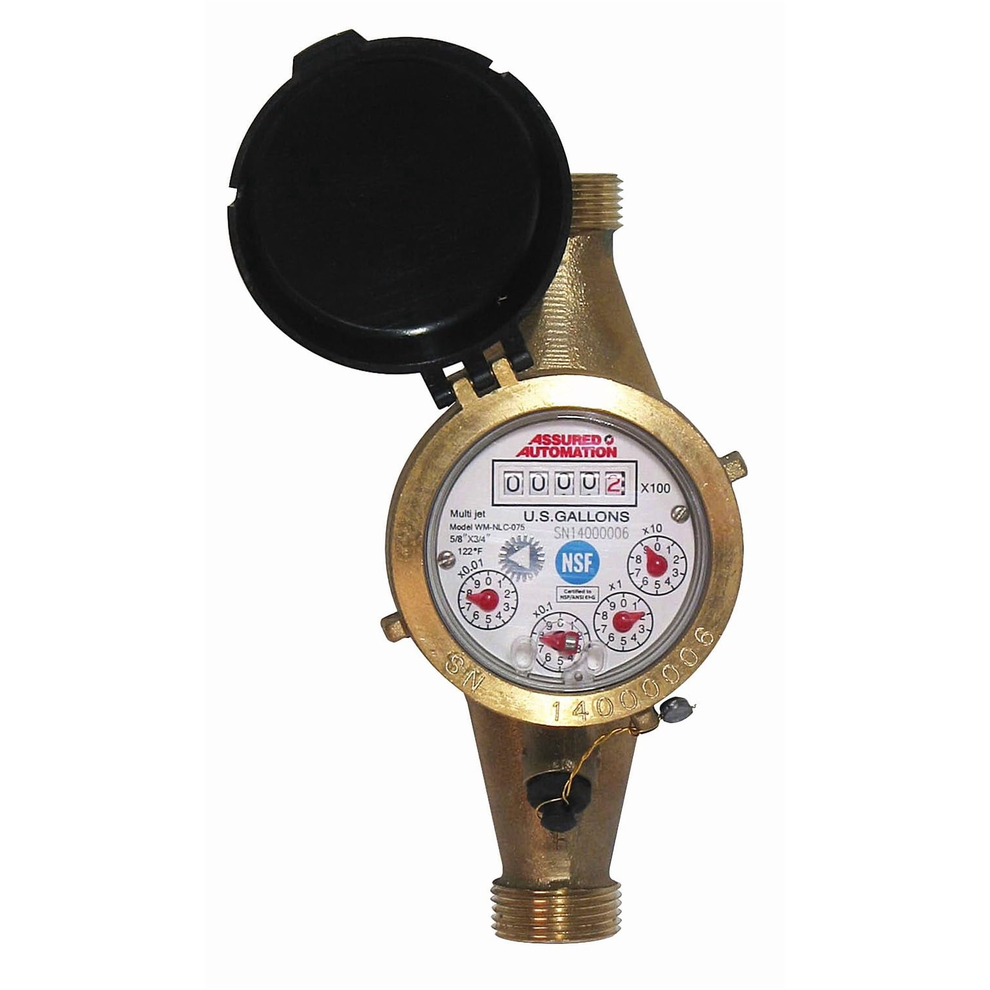 Medidor De Agua Assured Automation De 1 Pulgada, Sin Plomo, Latón, Certificado Nsf