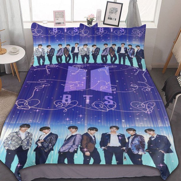 Kpop BTS Bedding Set Twin SizeKpop BTS Kpop BTS Duvet Cover for Boys Girls TeensSoft Comfortable Breathable Kid 3 Pcs with Zipper