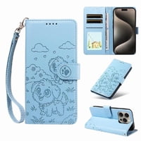 Funda Billetera Foxdock Compatible Con Iphone 15 Pro Max, Diseño Perrito Tierno, Ranuras Para Tarjetas Y Soporte Plegable