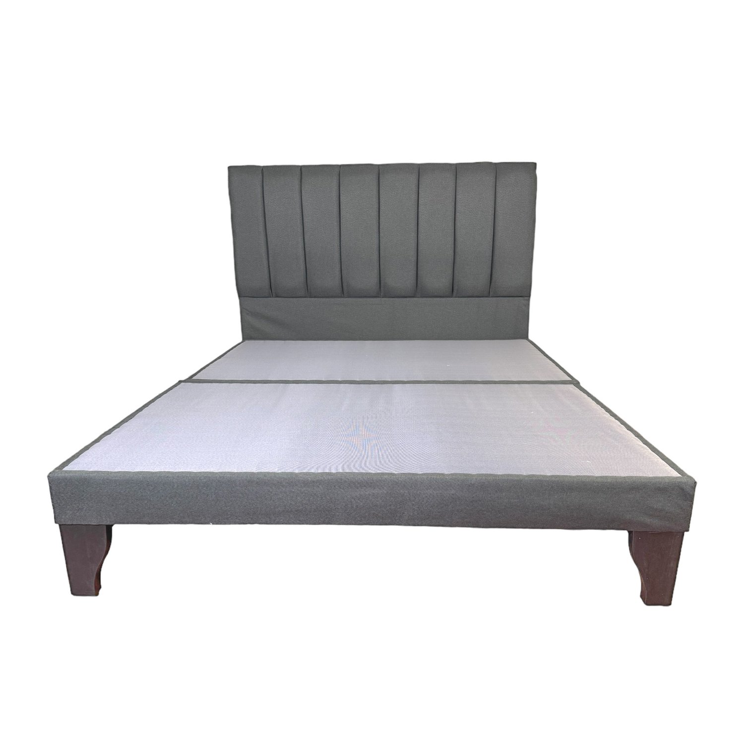 Flobal - Cama 2 Plazas Franjas 150X190Cm Incluye Base + Respaldo Gris Medio Lino