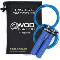 Jump Rope Wod Nation Ajustable De Doble Velocidad, 11 Pies, Azul Con Bolsa