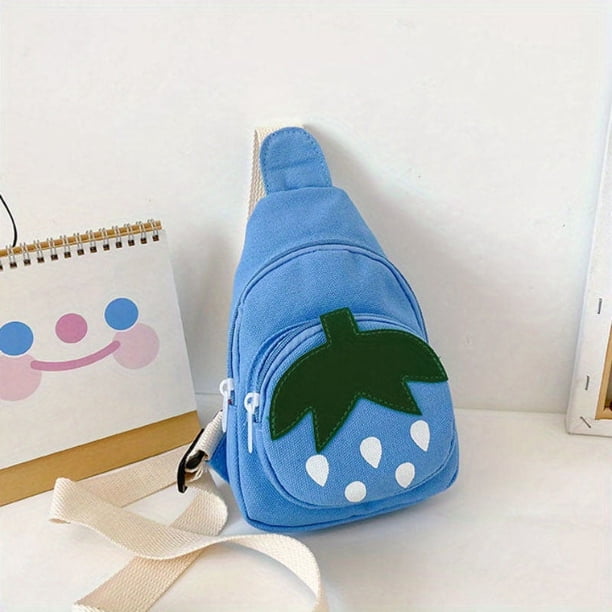 Cute Strawberry Pattern Kids Messenger Bags, Outdoor Leisure Children Shoulder Chest Bag For Boys Girls, Zipper Pack