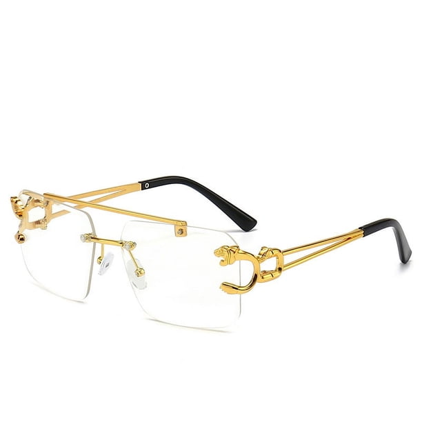 ENSARJOE Men's Fashionable Tinted Square Rimless Glasses - Perfect for Outdoor Activities and Protecting Your Eyes