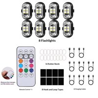 Xusx111 - 8Pcs Luces Led Inalámbricas Para Coche Con Control Remoto, Luces Led Inalámbricas De Halloween Strobe 7 Colores Usb Anti-Colisión Luz De Advertencia Para Coche Interior Camión Drone Bicicleta Aeronave
