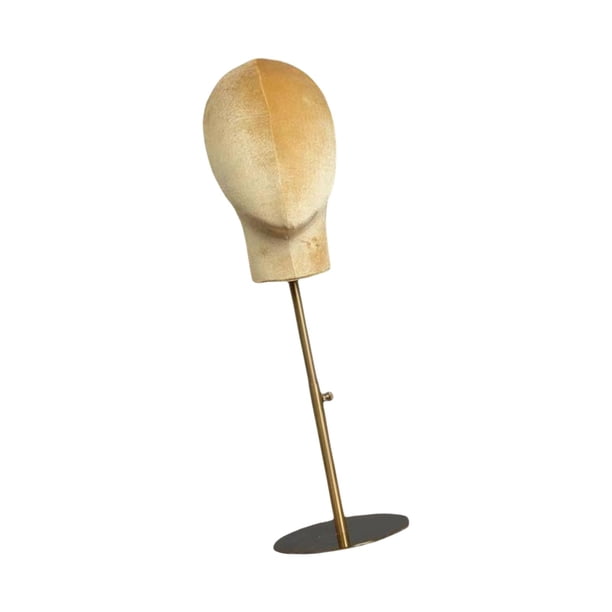 Modelo de Cabeza de Maniquí con Base de Metal, Maniquí de Altura Ajustable de Terciopelo Profesional, para Auriculares, Sombreros, Soporte de Exhibici Dorado