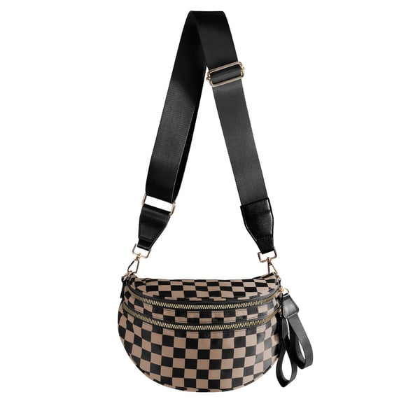 Bandolera MEISEY a cuadros en blanco y negro para mujer