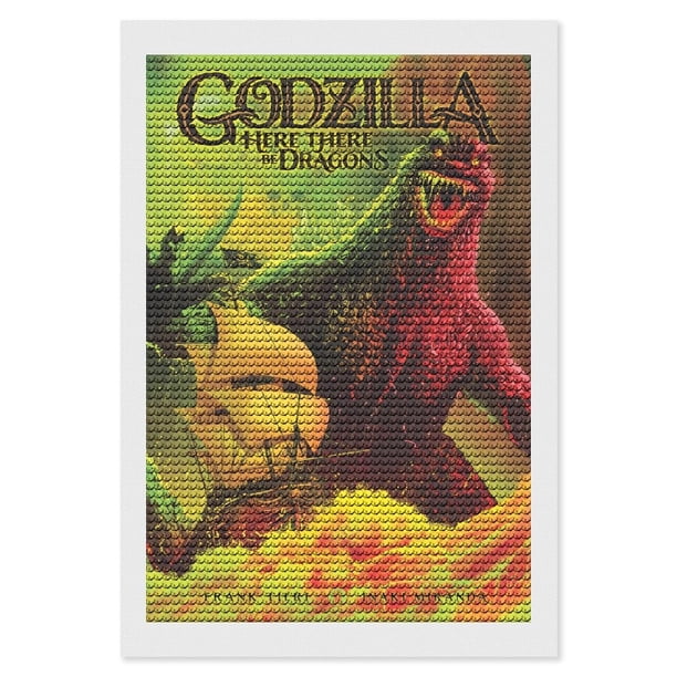 Godzilla Kits de Pintura de Diamantes para Adultos 5D DIY Diamond Art Kits Full Drill Diamond Dots para Regalo Decoración de Pared y Relajación Artes de Gemas 20*30cm