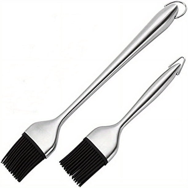 Upgrade Your Grilling Game with our Premium 1pc Silicone Sauce Basting Brush - Heat Resistant, Dishwasher Safe, Perfect for Basting, Pastry and Barbecue - Featuring Stainless Steel Handles