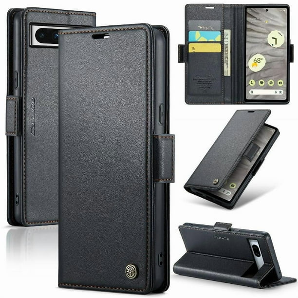 CaseMe tipo cartera Google Pixel 7A con cierre magnético, RFID, tarjetero, soporte, carga inalámbrica