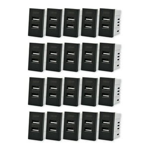 Want - Pack 20 Módulo Usb Doble Metálico 250V - Negro