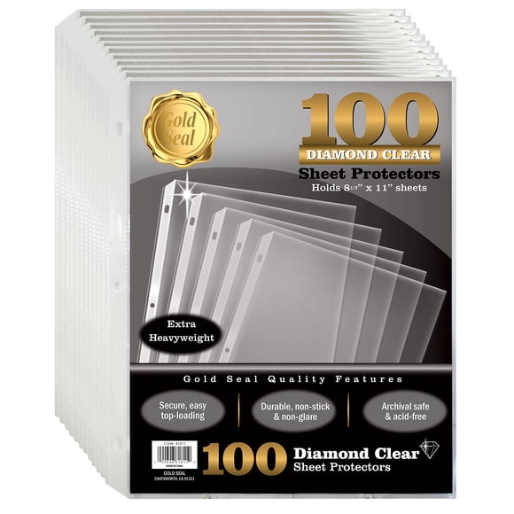 Protectores de láminas GOLD SEAL Diamond Clear, paquete de 100 unidades, 8,5 x 11
