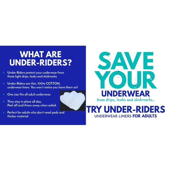 Under-Riders Forros para Ropa Interior Adultos 30 Unidades 100% Algodón