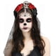 thumbnail image 4 of Diadema con velo y corona de flores de rosa para disfraz de fiesta de Halloween, 4 of 8
