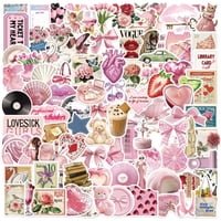Stickers Fyfdlltf 100 Unidades Adhesivos Estéticos Rosa Vintage Impermeables