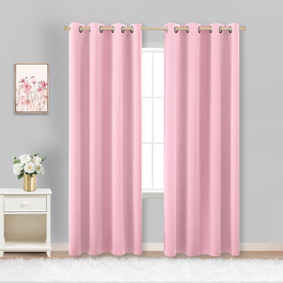 Cortinas Koufall Pink Blackout de 213 cm para dormitorio de niñas, 2 unidades