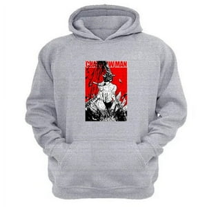 Genérico - Polerón Canguro Chainsaw Man Gris Claro Talla Xl Unisex