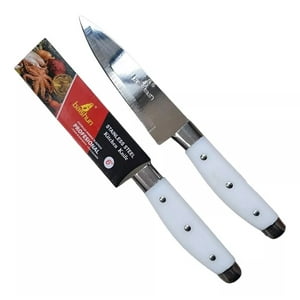 Genérico - Pack 2 Cuchillo Mango Plástico Profesional 6 Pulgadas Acero Color Blanco