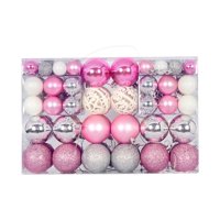 Magideal - 100X Adornos De Bolas De Navidad Decoraciones Colgantes Para De Navidad Bolas De Navidad Para Boda Fiesta De Graduación Aniversario De Año Nuevo Rosa Blanco Plata