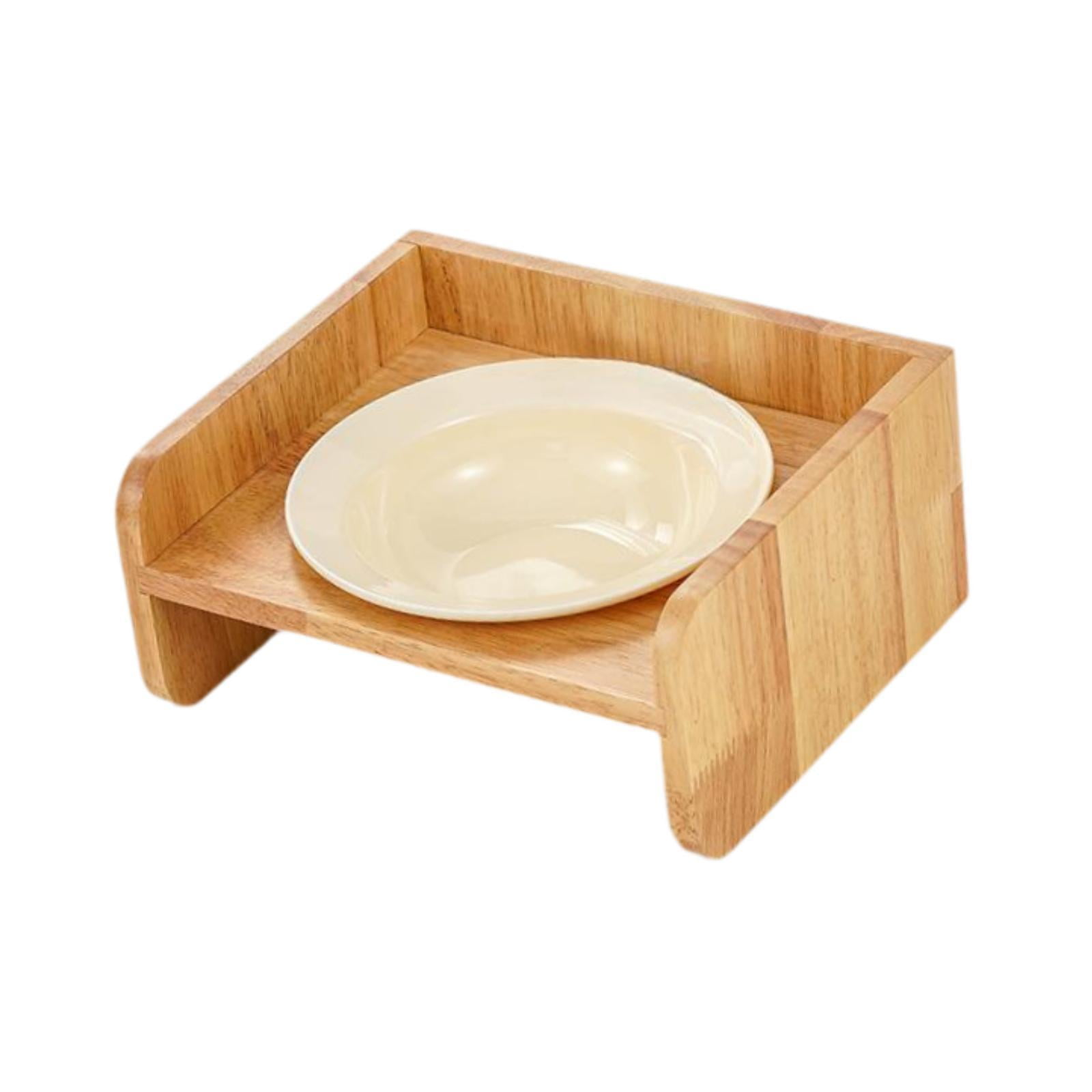 Magideal - Cuenco Para Gatos Con Soporte De Madera, Antideslizante, Resistente, Extraíble, Antivómitos, Cuenco Portátil Para Perros Pequeños, Cachorros Y Gatitos Beige