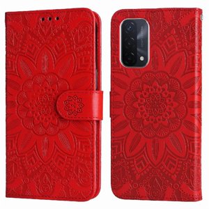 Funda Tipo Cartera Foxdock Para Oppo A54 5G , Diseño Girasol En Relieve, Cuero Pu, Cierre Magnético, Soporte Y Tarjetero