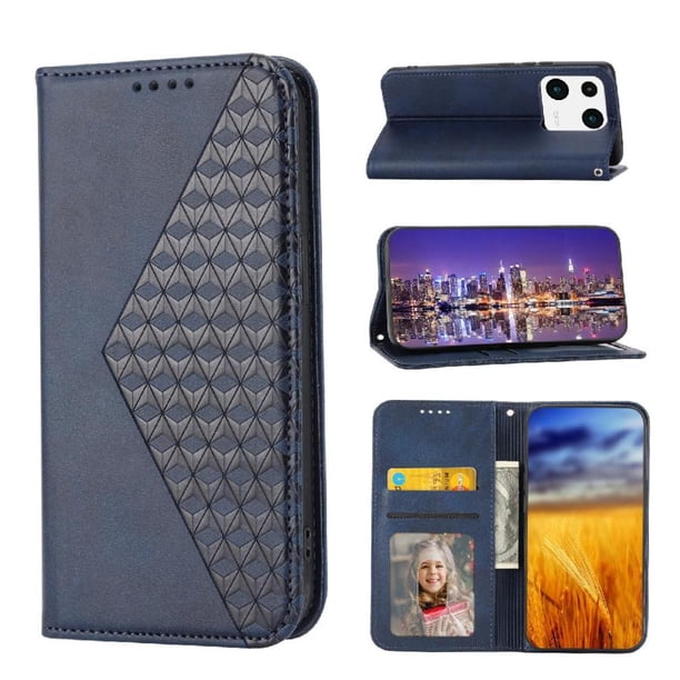 Funda Flip FOXDOCK para Xiaomi 13 , Estilo Billetera con Diseño Rombo, Correa de Mano y Soporte, Uso Diario