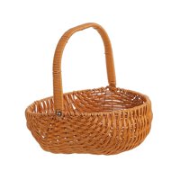 Bothyi - Cesta De Picnic De Ratán De Imitación, Cesta Tejida A Mano Para Bodas, Recolección De Frutas, Color Marrón Claro