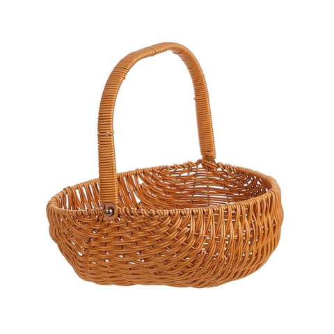 Bothyi - Cesta De Picnic De Ratán De Imitación, Cesta Tejida A Mano Para Bodas, Recolección De Frutas, Color Marrón Claro