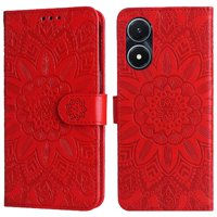 Funda Tipo Cartera Foxdock Para Vivo Y02S , Diseño Girasol En Relieve, Cuero Pu, Cierre Magnético, Soporte Y Tarjetero