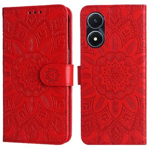 Funda Tipo Cartera Foxdock Para Vivo Y02S , Diseño Girasol En Relieve, Cuero Pu, Cierre Magnético, Soporte Y Tarjetero