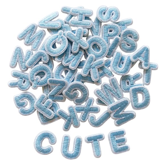 Parche de letras Zlettery 1,8 cm azul claro 52 piezas