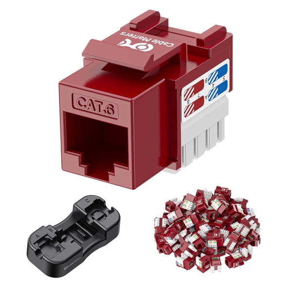 Cable Matters Conector Keystone Cat6 Paquete de 25 Rojo 10 Gbps
